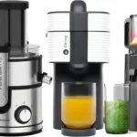 Tres Licuadoras Modernas: Muller Kitchen Licuadora para verduras y frutas. One exprimidor de naranjas electrico automatico. WETIE Extractor de Zumos y Verduras, Licuadora de Prensa en Frío.