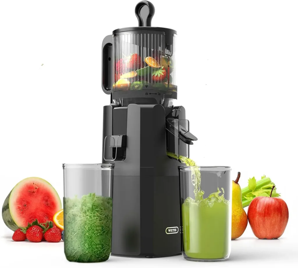 WETIE Extractor de Zumos y Verduras, Licuadora de Prensa en Frío